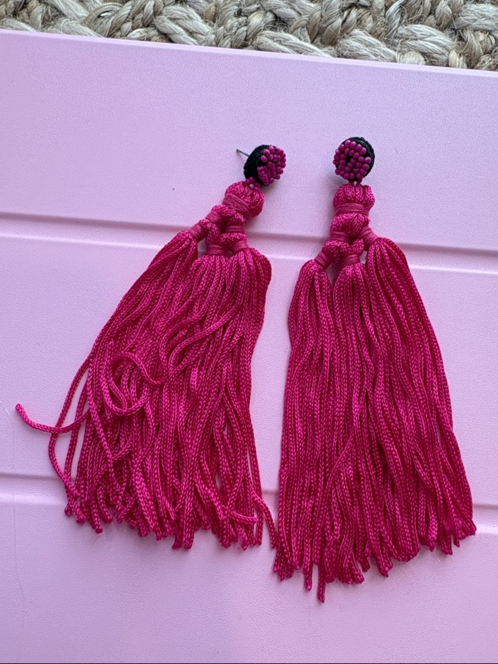 Fuchsia Tassel Drop Earrings